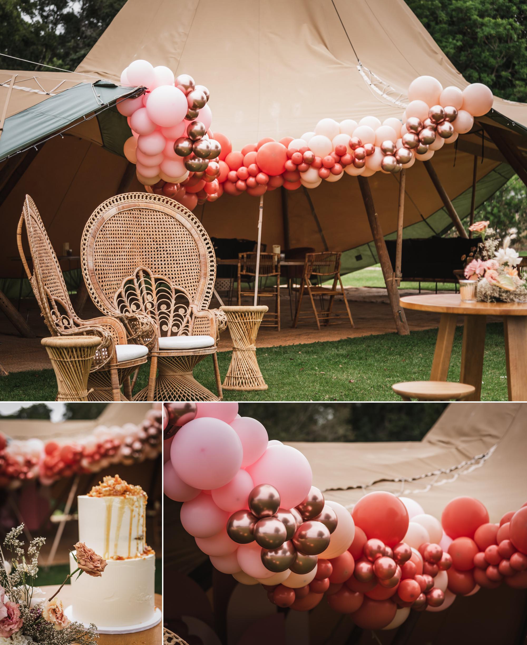 bramblewood farm tipi wedding balloons